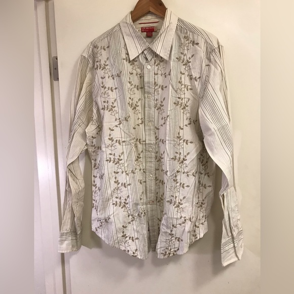 Guess Shirts Yes Extra Large Dress Shirt White And Beige Poshmark